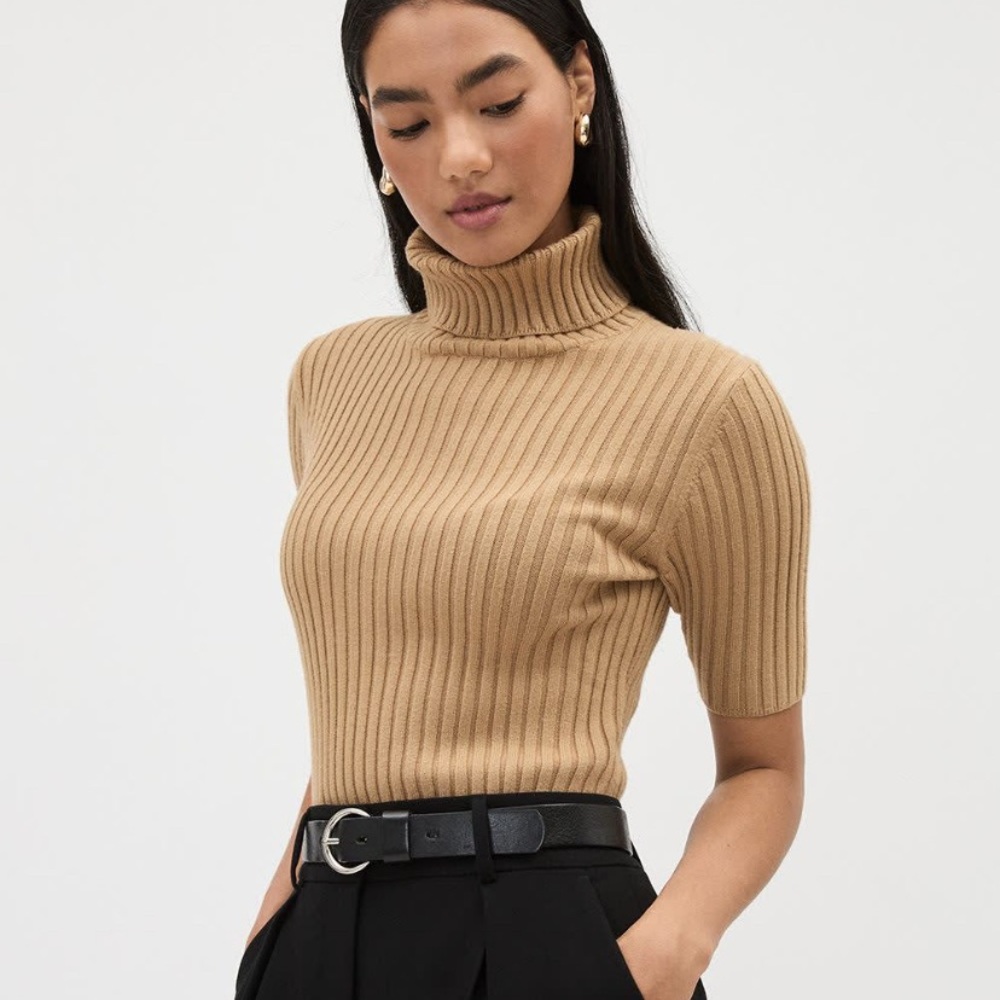 Ultra-Soft Elbow-Sleeve Turtleneck Sweater